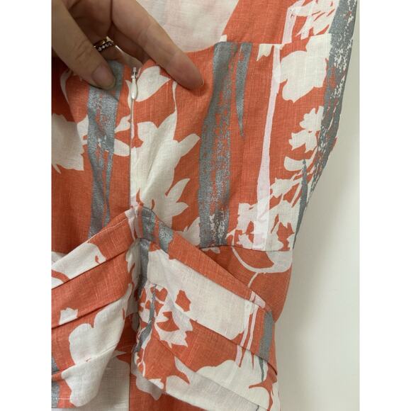 Stunning Adolfo Dominguez Womens hi-neck Belted Linen Midi Dress Sz M Pockets 40 - Picture 6 of 12